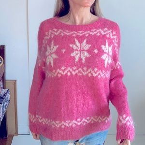 Gorgeous Vintage Bubblegum Pink Authentic Wool Mohair Blend Sweater